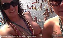 Beautiful amateurs use strapon and dildos on each other at party