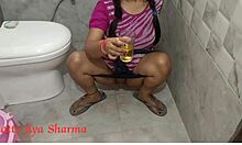 Indian bhabhi gets her pussy licked and fucked in public toilet